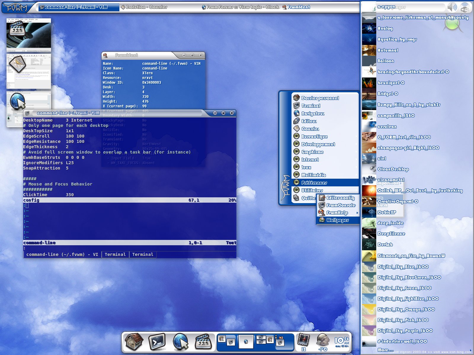 A screenshot of Gentoo running FVWM in 2005.